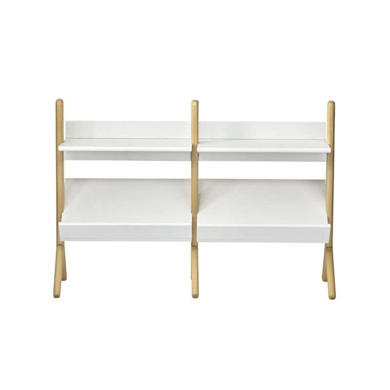 Danish White and Natural Wide Bookcase - Image 3