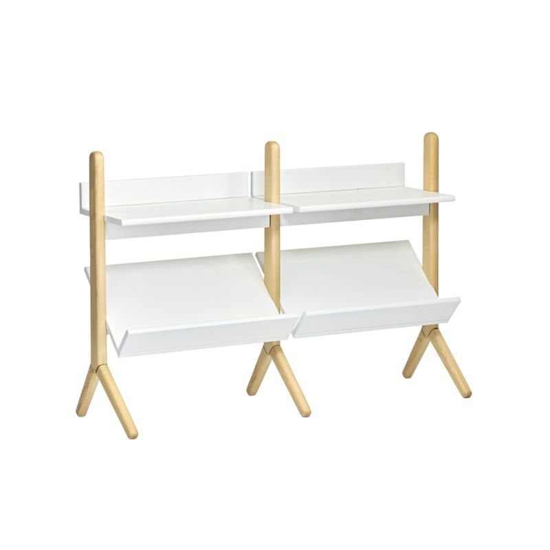 Danish White and Natural Wide Bookcase - Image 4