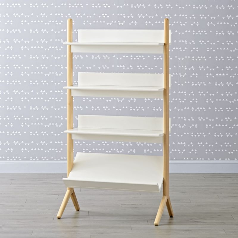 Danish White and Natural Tall Bookcase - Image 2