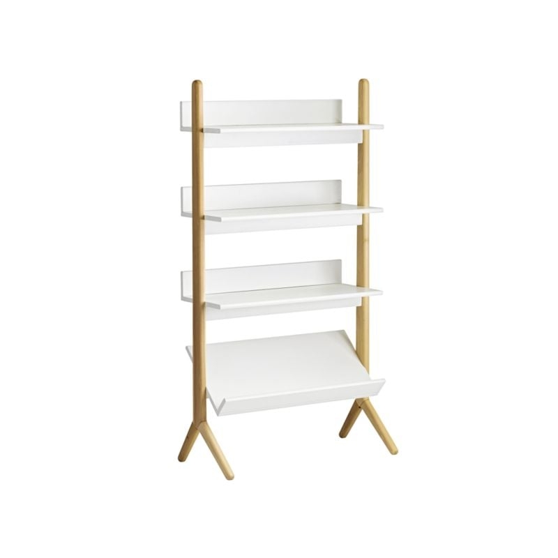 Danish White and Natural Tall Bookcase - Image 3