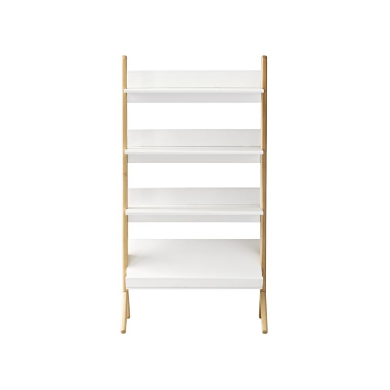 Danish White and Natural Tall Bookcase - Image 4