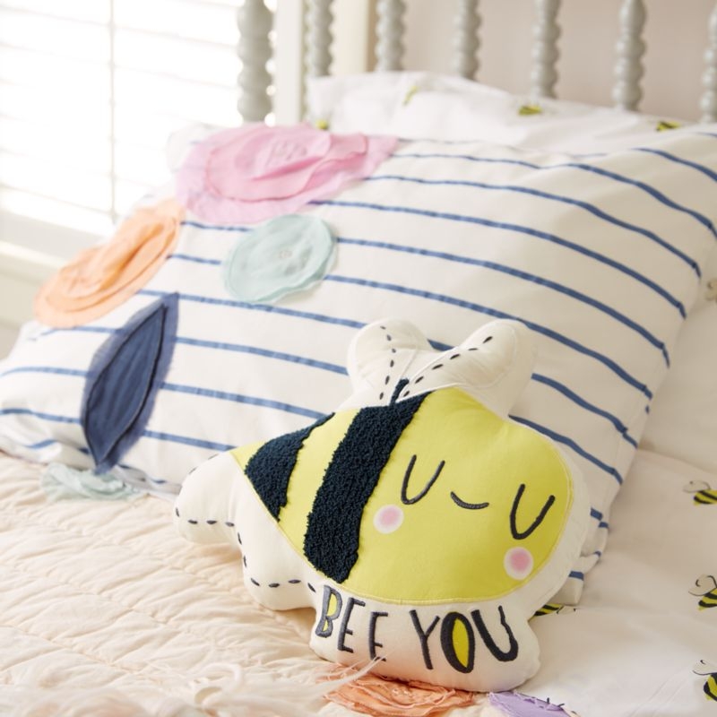 Bee's Knees Floral Applique Kids Pillow Sham - Image 1