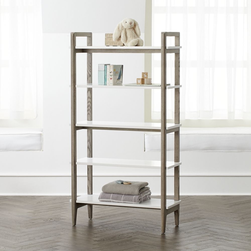 Wrightwood Tall Grey Stain and White Bookcase - Image 0