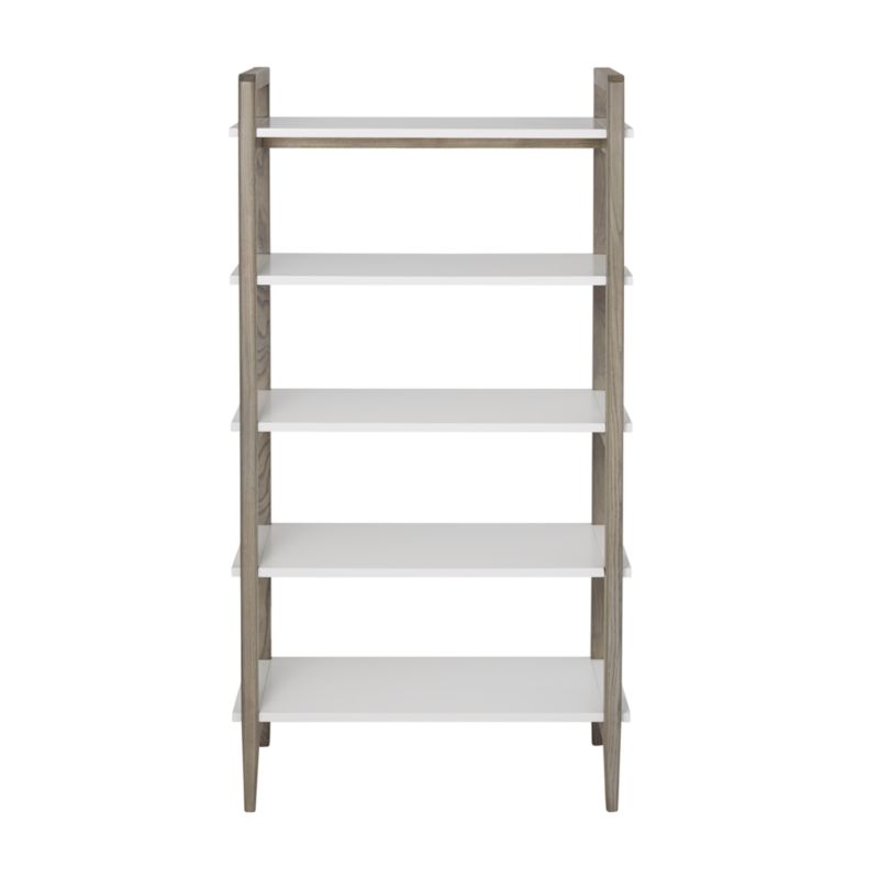 Wrightwood Tall Grey Stain and White Bookcase - Image 2