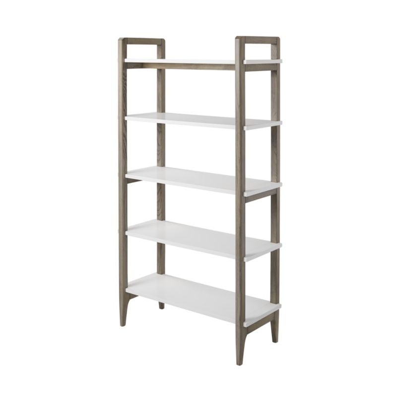 Wrightwood Tall Grey Stain and White Bookcase - Image 3