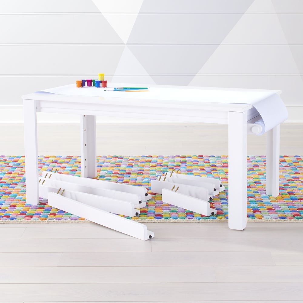 Adjustable White Wood Large Kids Table, Leg Set and Paper Roll - Image 0