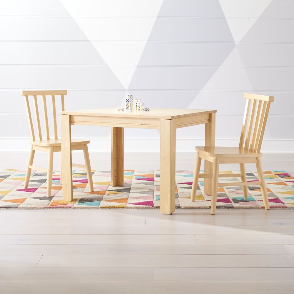Small Adjustable Natural Kids Table and Shore Kids Chairs Set - Image 0