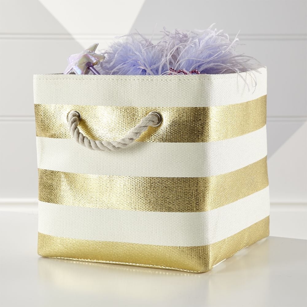 Stripes Around Gold Cube Bin - Image 0