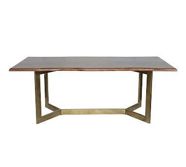 Avondale Dining Table, Antique Brass/Wood, 80" L x 40" W - Image 1
