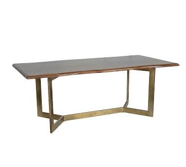 Avondale Dining Table, Antique Brass/Wood, 80" L x 40" W - Image 2