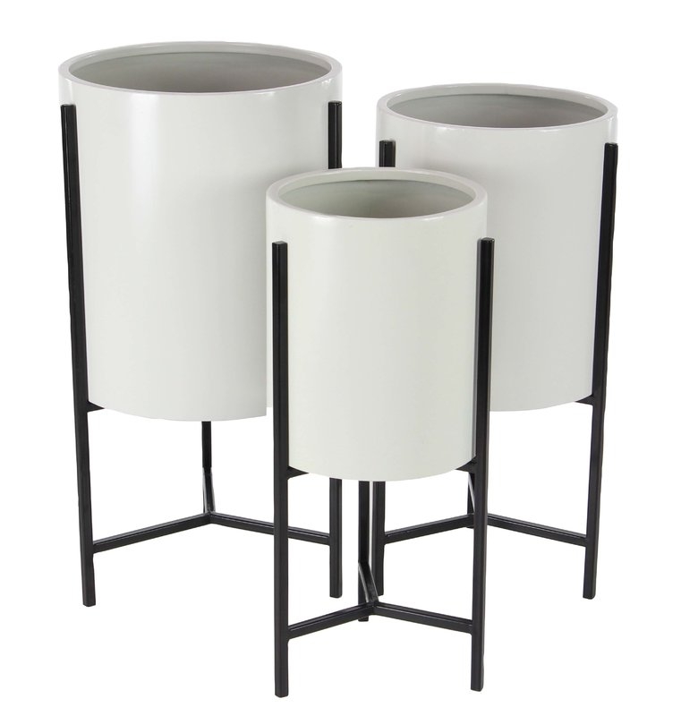 Modern 3-Piece Pot Planter Set with Stand - Image 0