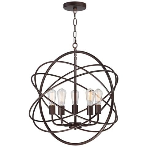 Franklin Iron Works Ellery 24 3/4" Bronze Sphere 5-Light LED Pendant - Image 1