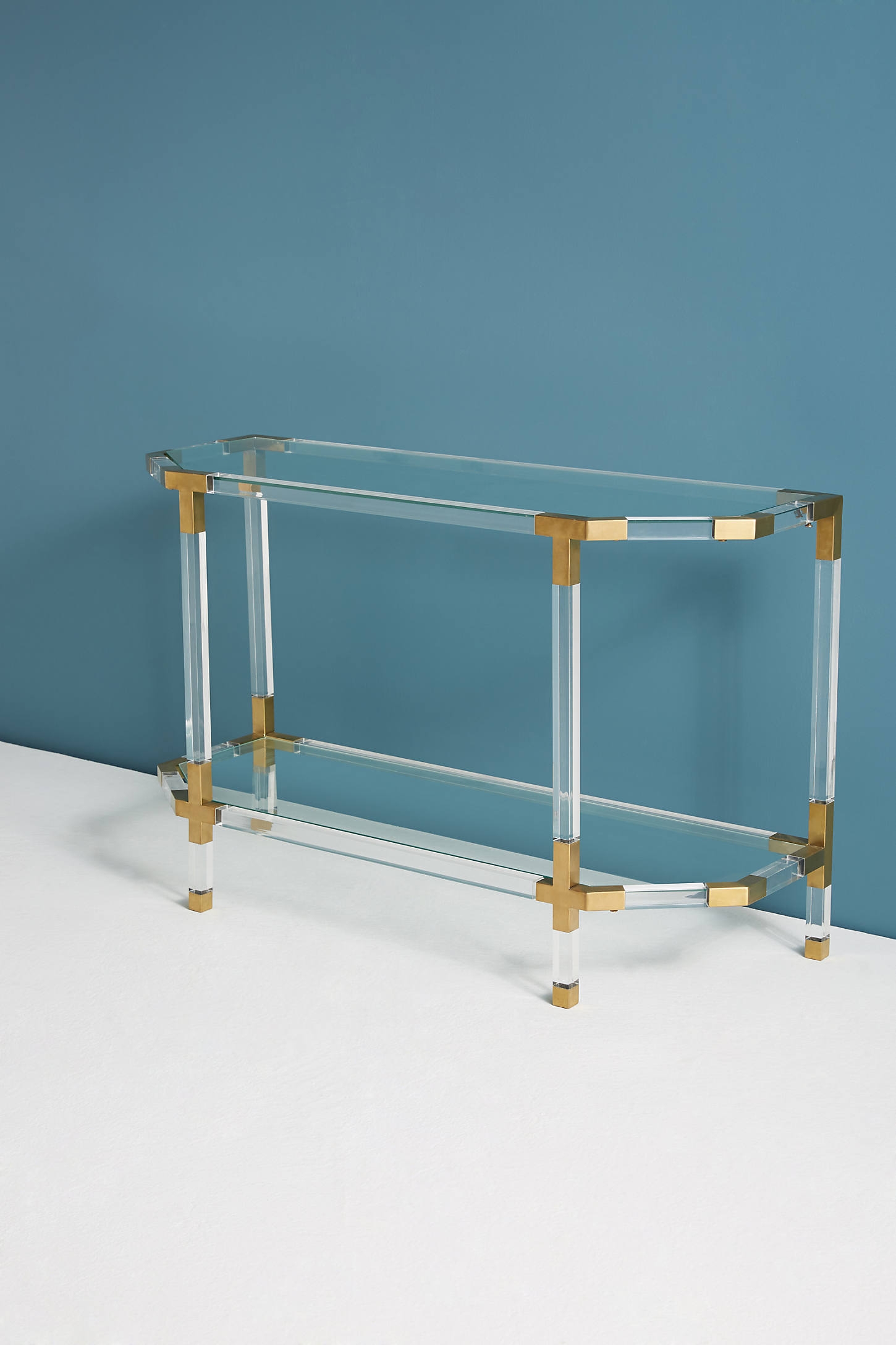 Oscarine Lucite Console By Anthropologie in Gold - Image 0