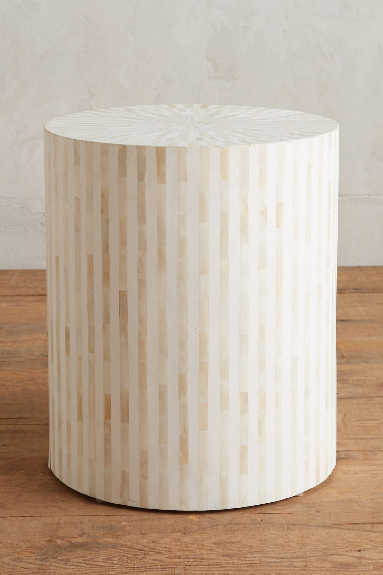 Rounded Inlay Drum Side Table - Image 0