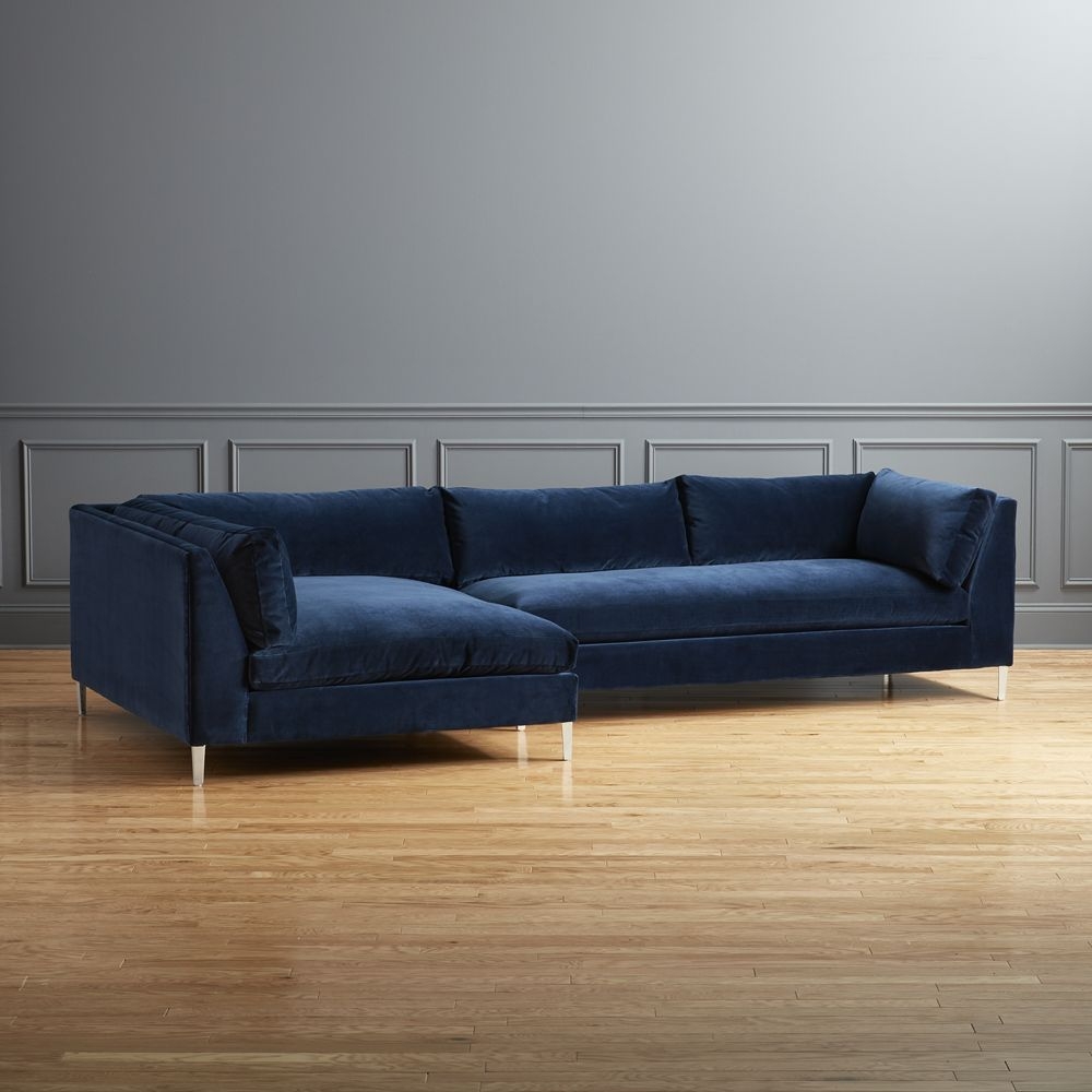 Decker 2-Piece Blue Velvet Sectional Sofa - Image 0
