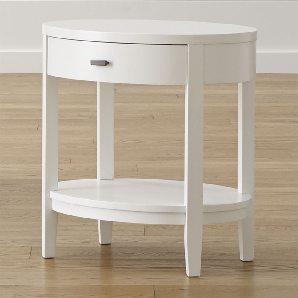 Arch White Oval Nightstand - Image 0