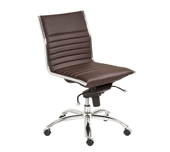 Fowler Armless Desk Chair, Brown - Image 1