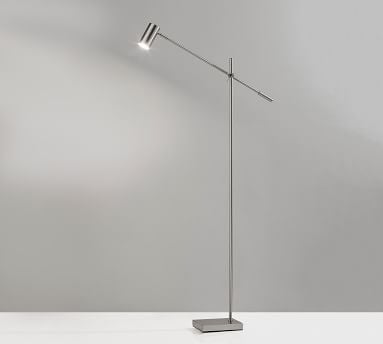 Ridge LED Task Floor Lamp, Black/Brass - Image 1