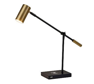 Ridge Charging LED Task Lamp, Black/Brass - Image 0