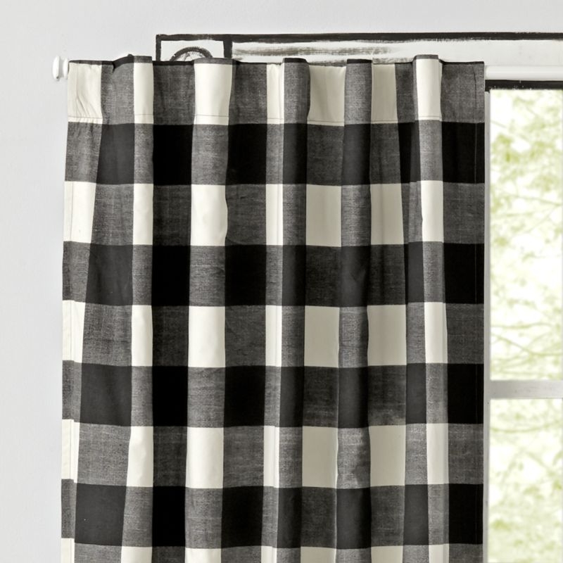 Black Buffalo Check Cotton Blackout Window Curtain Panel 44"x96" - Image 4