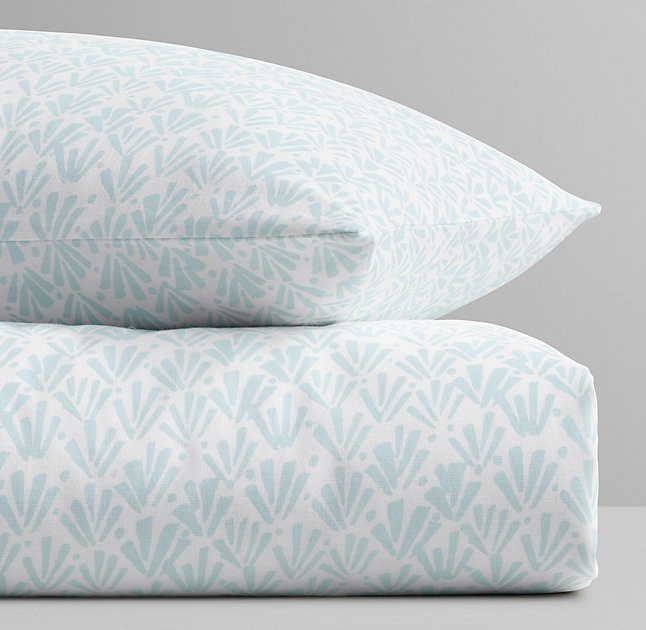 BRUSHED FAN PRINT TWIN DUVET COVER - PooL - TWIN - Image 0