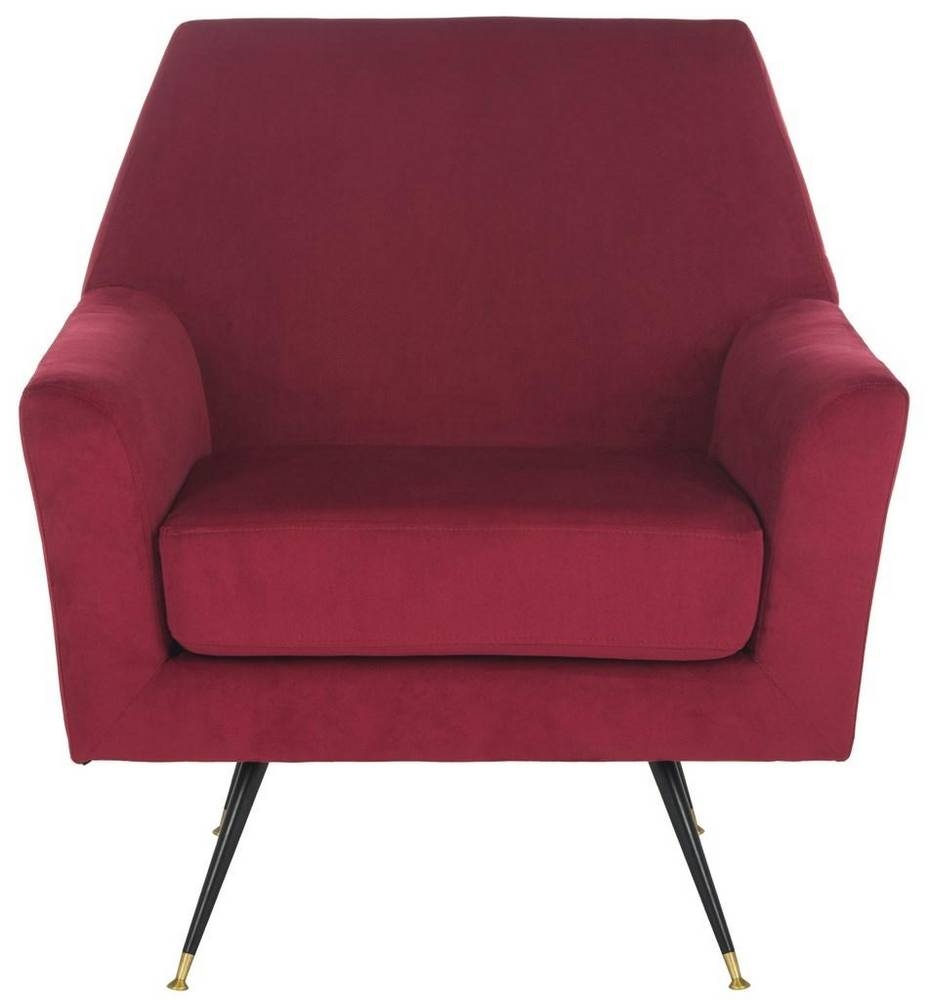 Nynette Velvet Retro Mid Century Accent Chair -  Maroon  - Arlo Home - Image 1