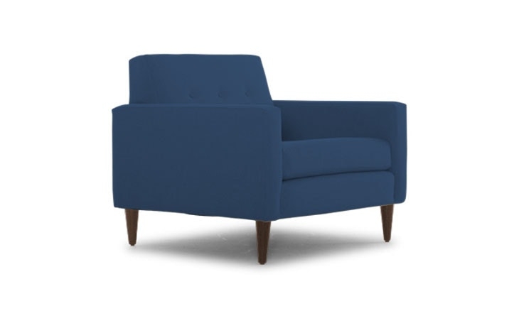 Blue Korver Mid Century Modern Chair - Key Largo Denim - Coffee Bean - Image 0