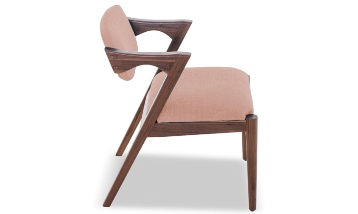 Pink Morgan Mid Century Modern Dining Chair - Prime Blush - Walnut - Image 1