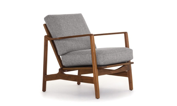 Gray Graham Mid Century Modern Chair - Taylor Felt Grey - Walnut - Image 0