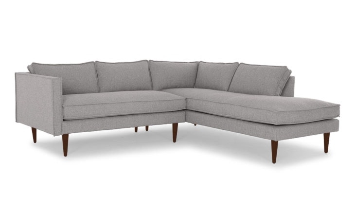 Gray Serena Mid Century Modern Sectional with Bumper - Taylor Felt Grey - Mocha - Right - Image 0