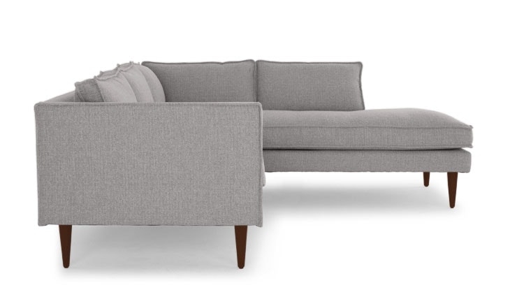 Gray Serena Mid Century Modern Sectional with Bumper - Taylor Felt Grey - Mocha - Right - Image 1