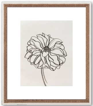 Dahlia by Megan Williamson - 20 x 23"  Final Framed Size- Distressed cream double bead wood - Image 0