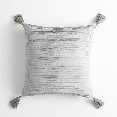 Pretty Pleats Pillow Cover, 18x18, Light Gray - Image 0