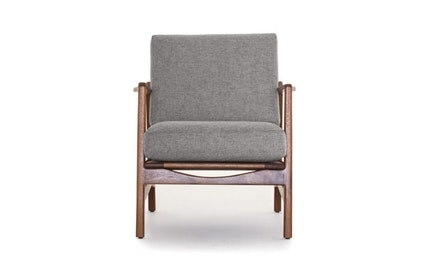 Gray Graham Mid Century Modern Chair - Taylor Felt Grey - Walnut - Image 2
