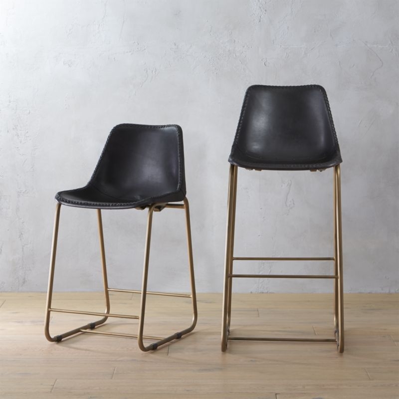 "roadhouse black leather 24"" counter stool" - Image 3