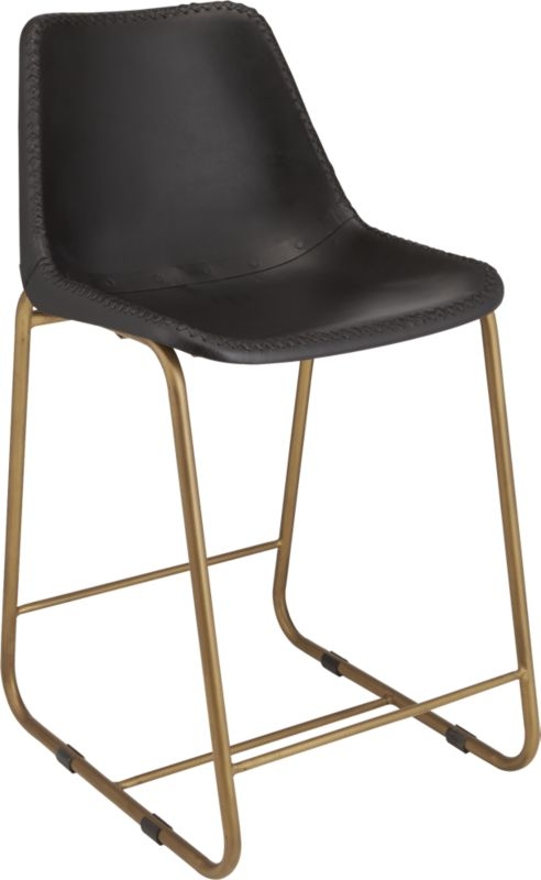"roadhouse black leather 24"" counter stool" - Image 5