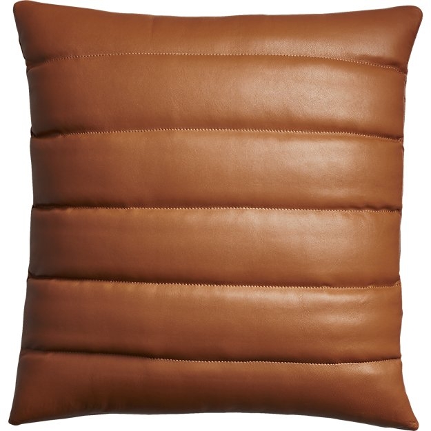 Izzy Pillow, Feather-Down Insert, Saddle Leather, 18" x 18" - Image 0