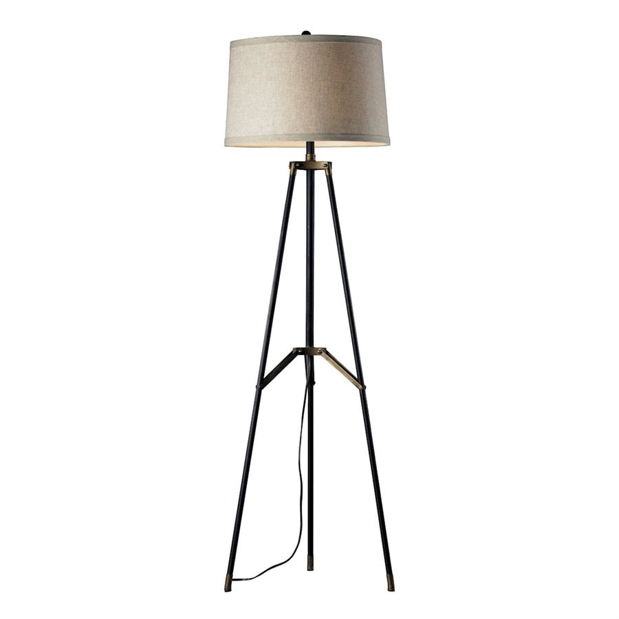 FUNCTIONAL TRIPOD FLOOR LAMP IN RESTORATION BLACK AND AGED GOLD - Image 0