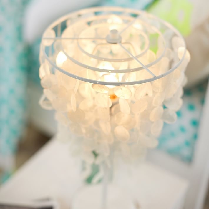 Capiz Table Lamp + CFL Bulb, White - Image 3