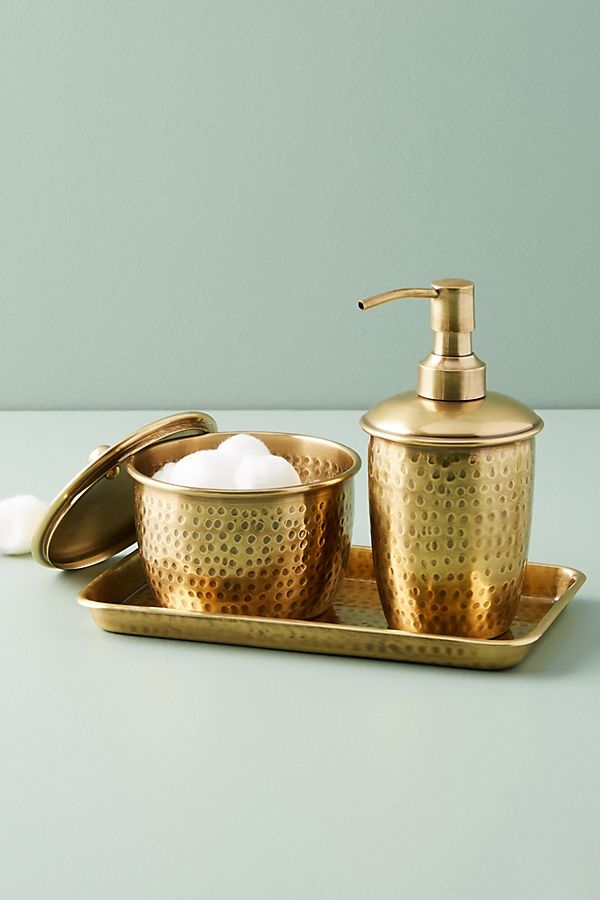 Hammered Brass Bath Collection: Soap Dispenser - Image 1