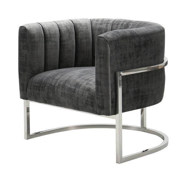Magnolia  Slub Grey Chair with Silver Base - Image 0