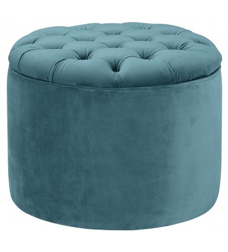 PAMELA VELVET STORAGE OTTOMAN, SEA BLUE - Image 0