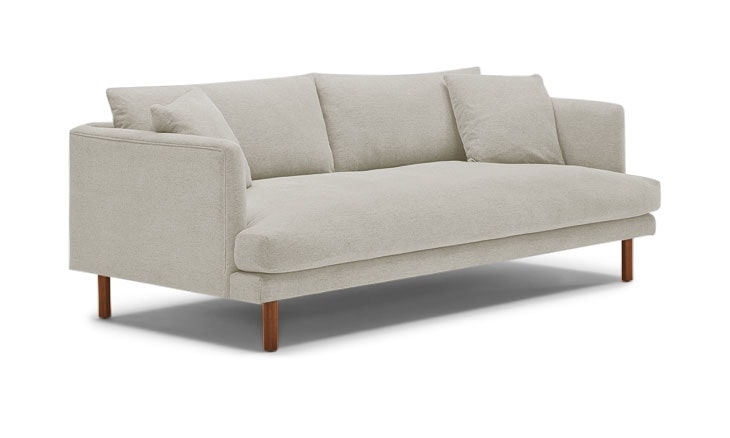 Beige Lewis Mid Century Modern Sofa - Synergy Oatmeal - Medium - Cone Legs - Image 1