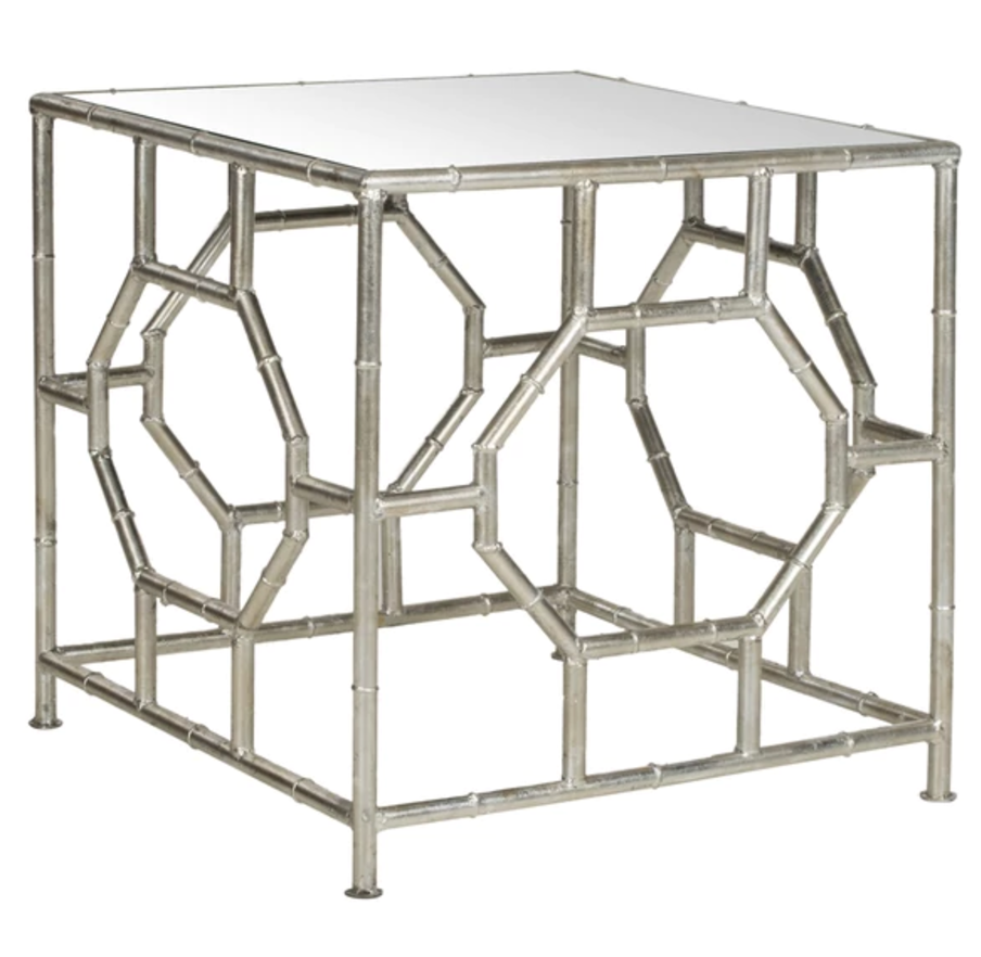 RORY SILVER MIRROR TOP ACCENT TABLE - Image 1