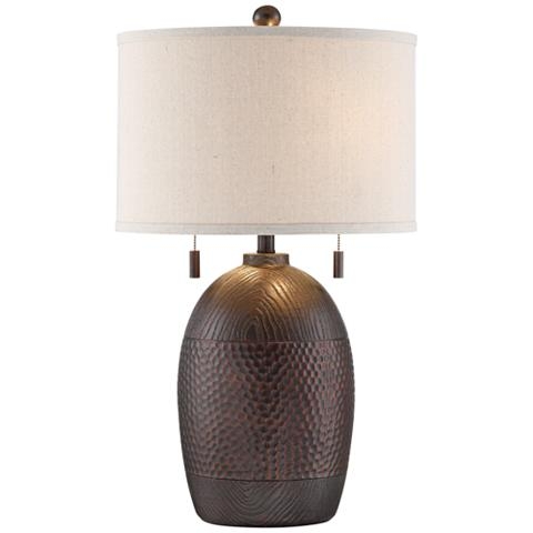 Franklin Iron Works Byron 27 1/2" Hammered Bronze Pull Chain Lamp - Image 0