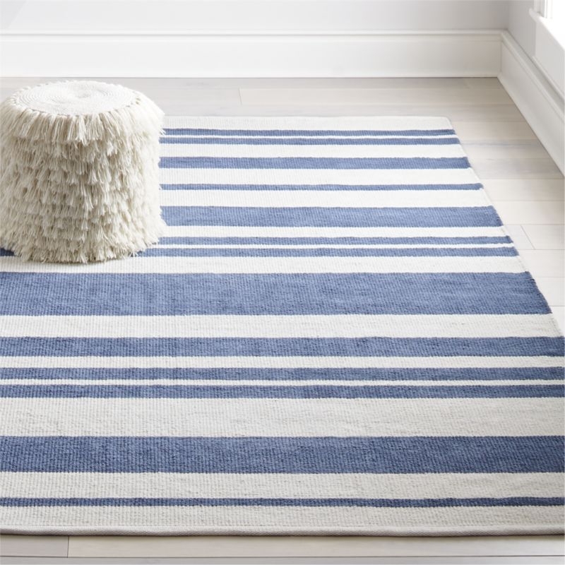 Barcode 5x8' Blue Striped Rug - Image 5