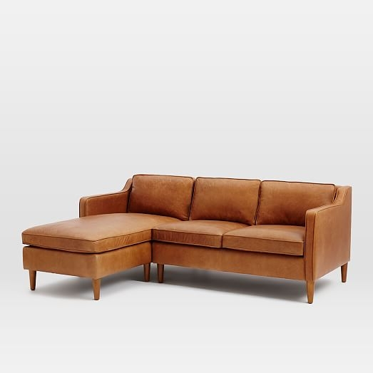 Hamilton 2-Piece Leather Chaise Sectional- Right Arm Loveseat, Left Arm Chaise - Image 0