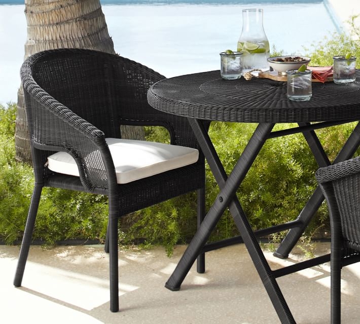 Palmetto All-Weather Wicker Stacking Chair, Black - Image 4