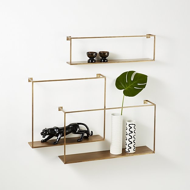 Antiqued Brass Floating Shelves Set of 3 - Image 3