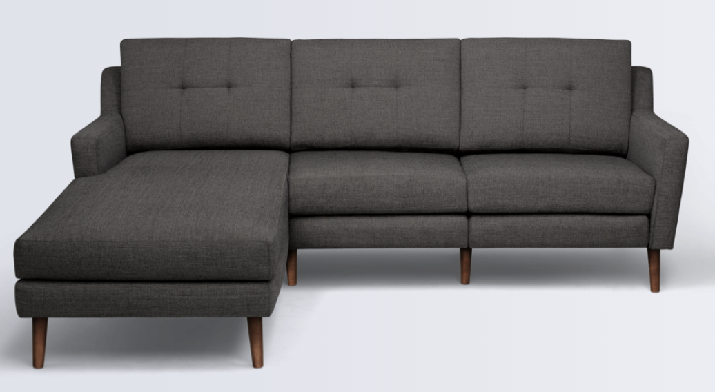 Nomad Sofa Sectional - charcoal - dark wood legs - low arms - Image 0